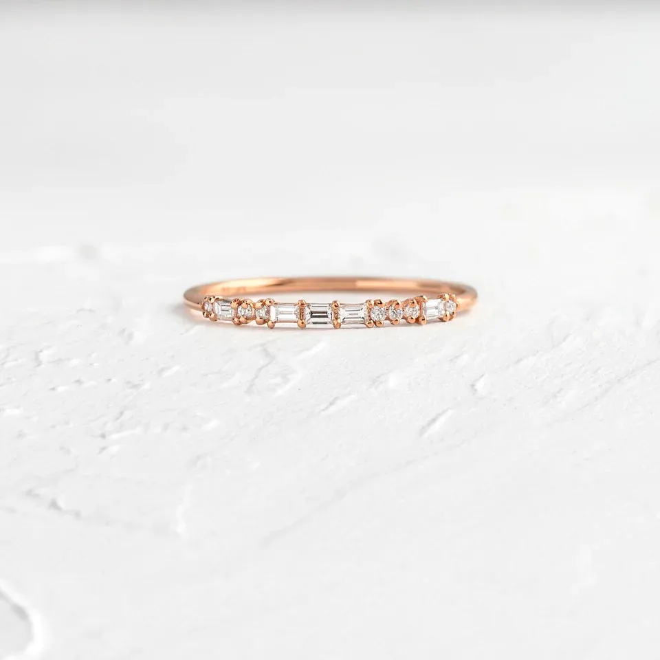 0.02CTW Minimalist Natural Diamond Wedding Band