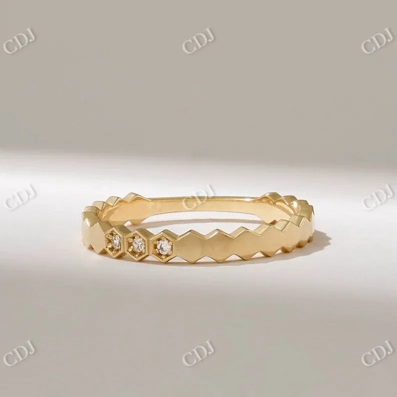 0.03CTW Pave Hexagon Shape Lab Grown Diamond Wedding Band