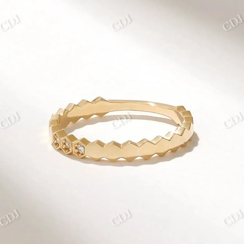 0.03CTW Pave Hexagon Shape Lab Grown Diamond Wedding Band