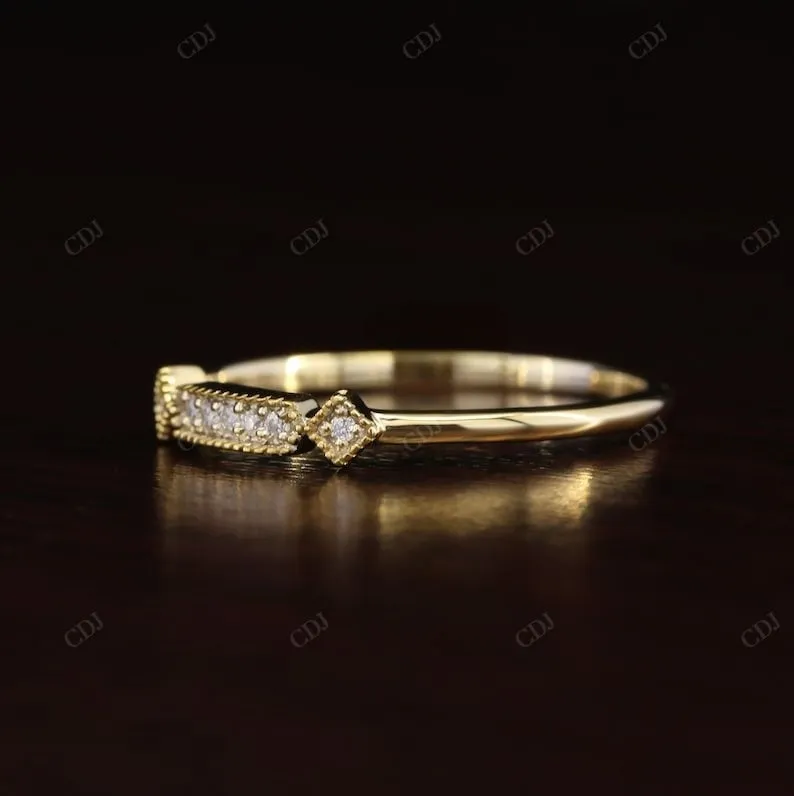 0.04 CT Round Cut Natural Diamond Vintage Style Wedding Band