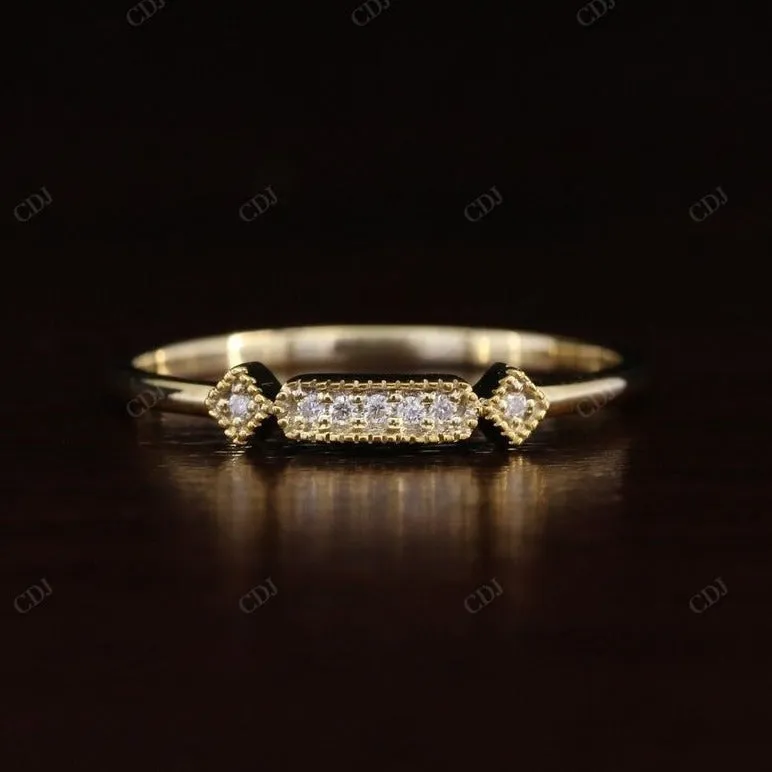 0.04 CT Round Cut Natural Diamond Vintage Style Wedding Band