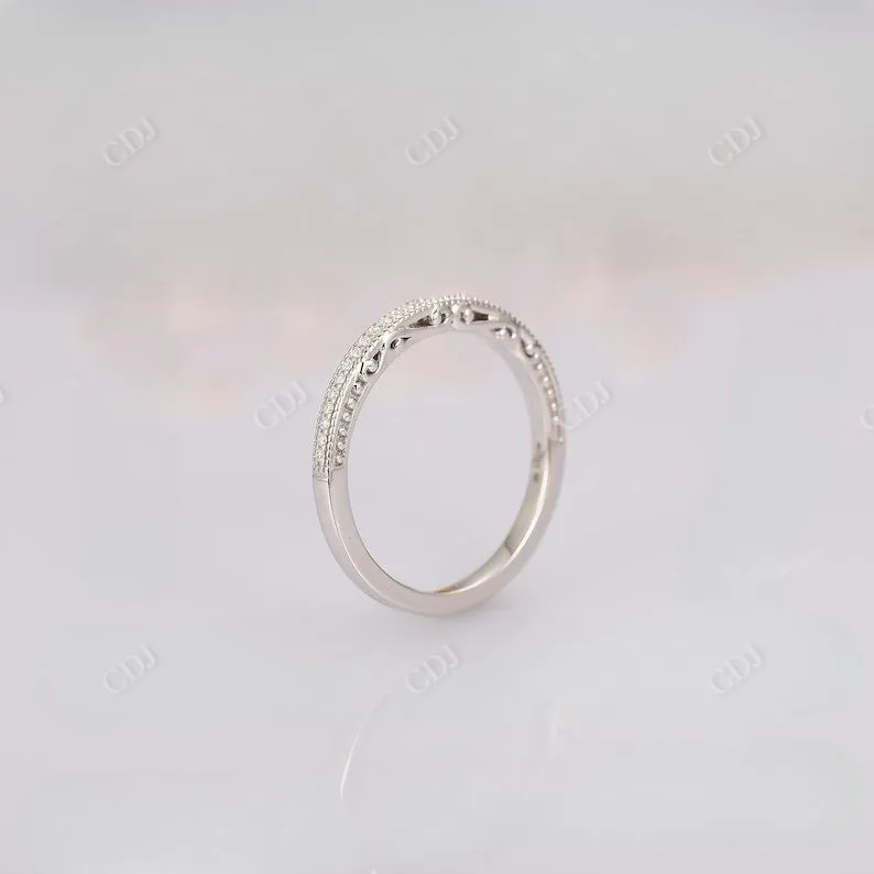 0.08CT Round Cut Natural Diamond Milgrain Weddung Band