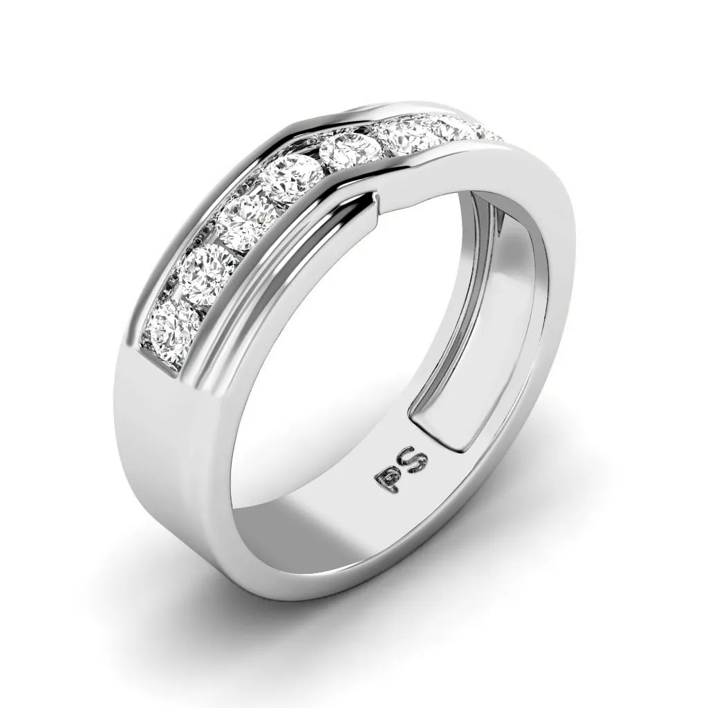 0.65 CT Round Cut Diamonds - Mens Wedding Band