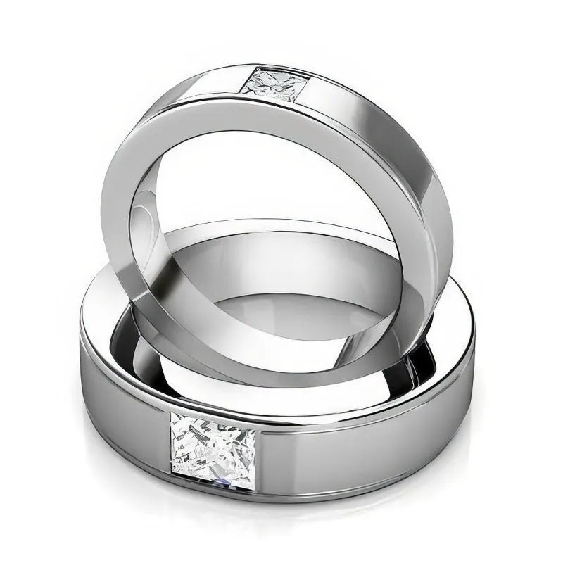 0.85 CT Princess Cut Diamonds - Wedding Set