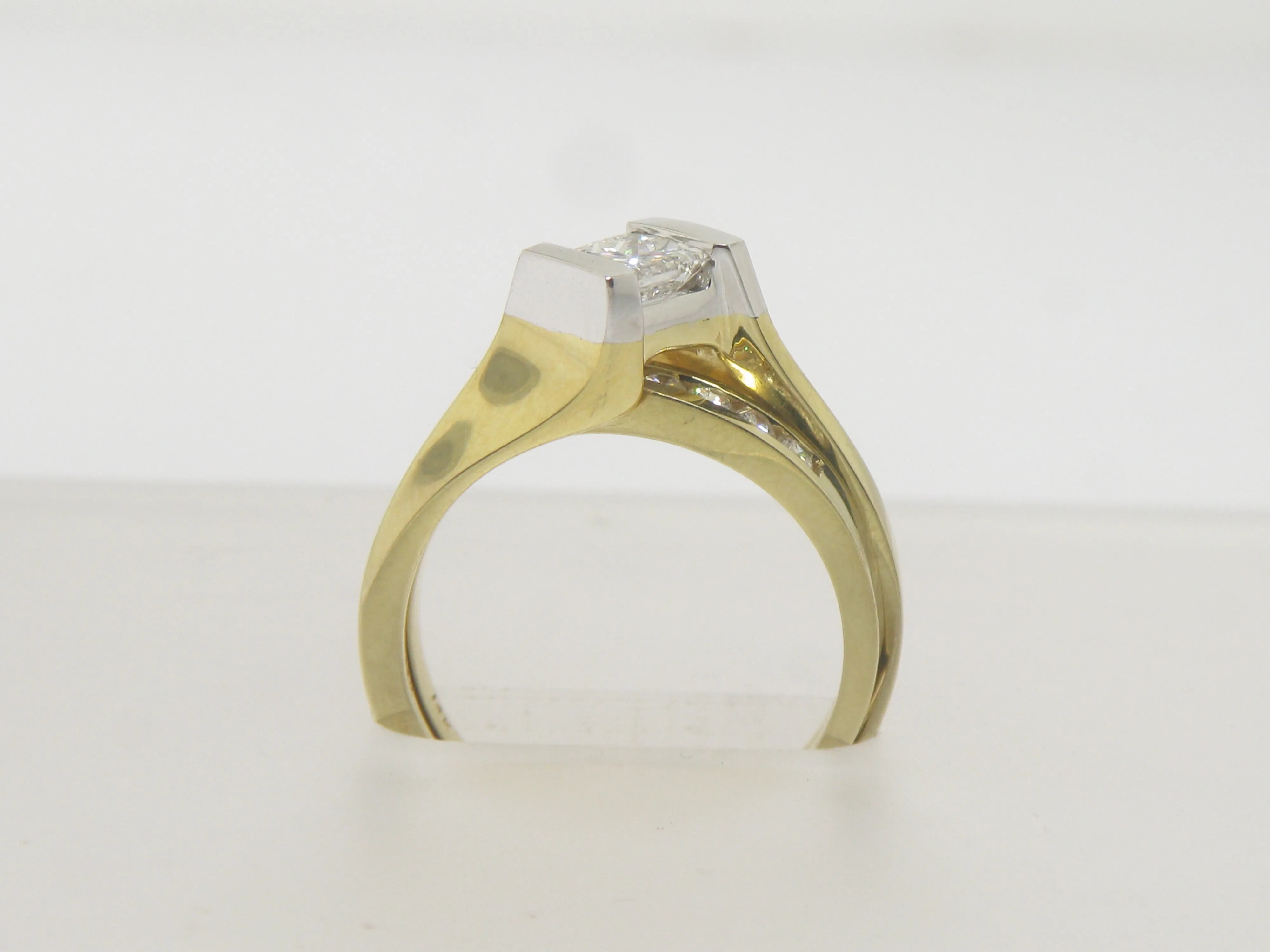 14K Yellow and White Gold Tu Tone Diamond Wedding Set .76 CT TW Size 6-1/4