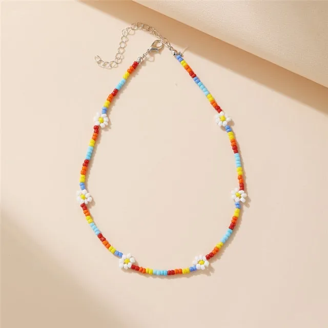 17KM Bohemian Colorful Bead Shell Necklace for Women Summer Short Beaded Collar Clavicle Choker Necklace Female Jewelry