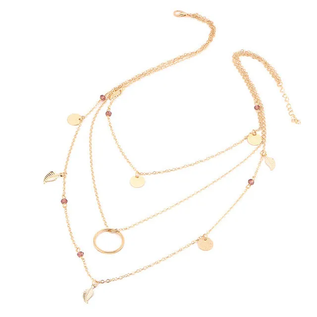 17KM New Multi Layer Chain Gold Color Tassel Infinity Necklace for Women Jewellery Bohemian Choker Colar collier