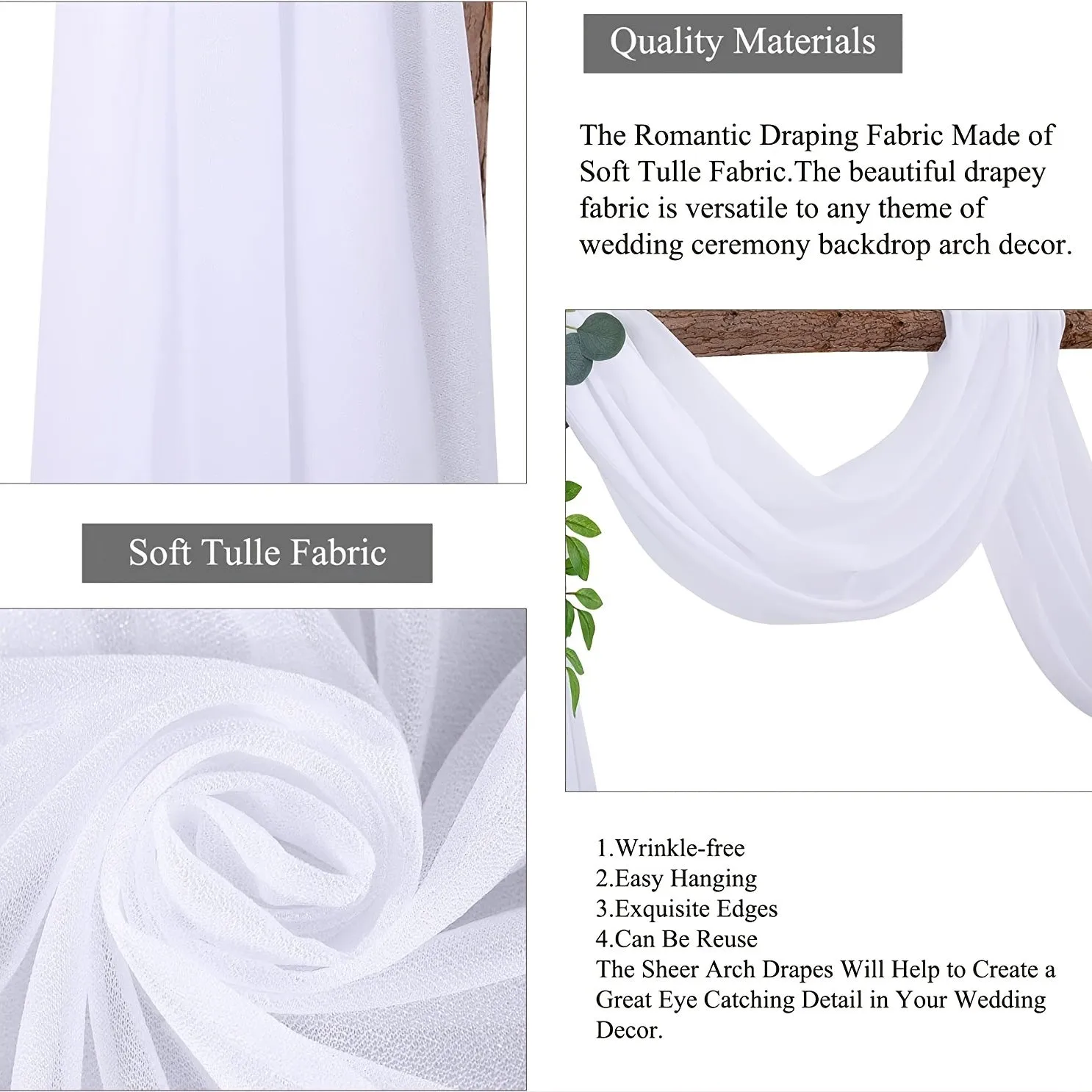 1pc Chiffon Tulle Wedding Draping Fabric for Stunning Decor