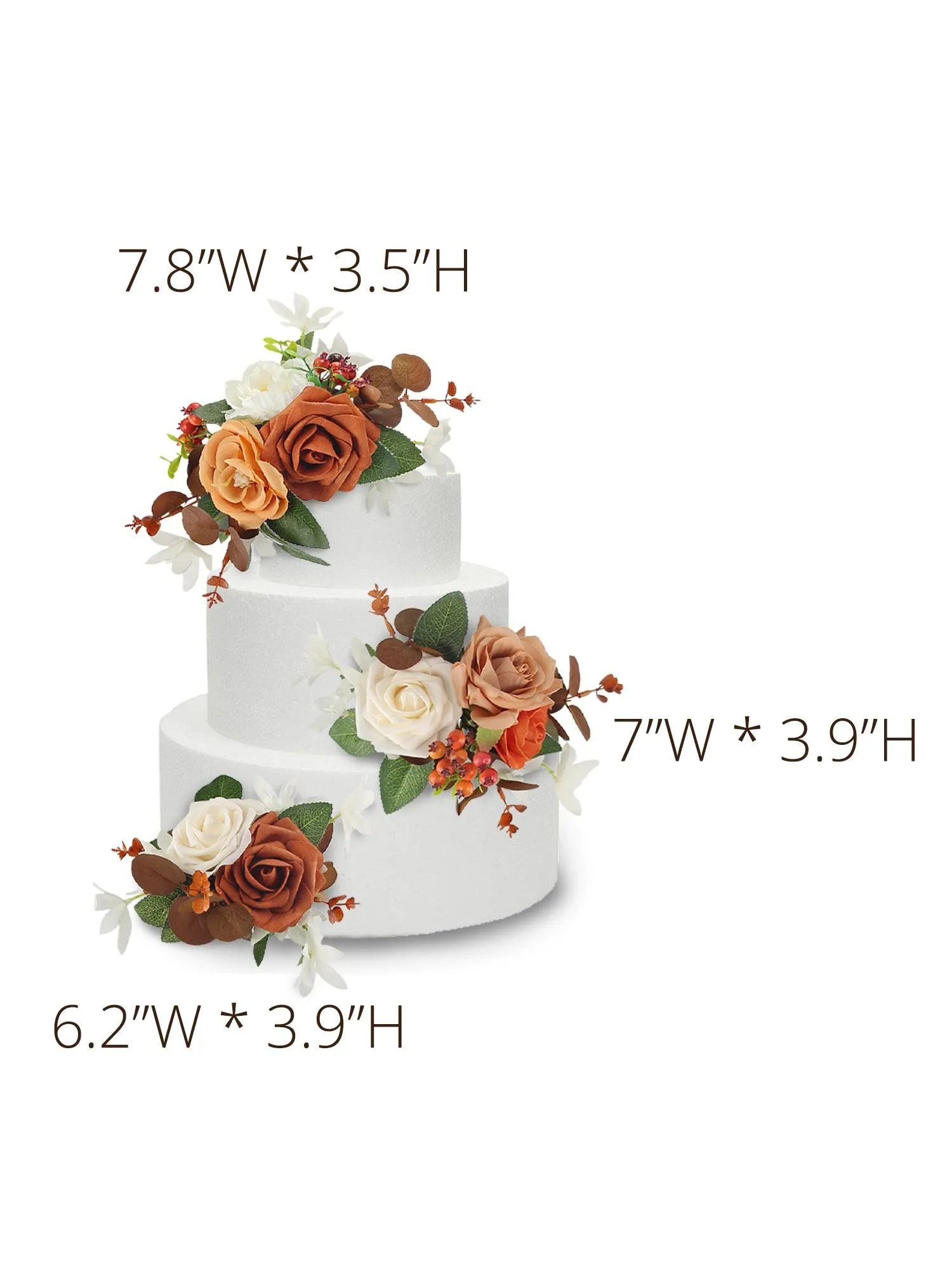 3Pcs Rose & Berries Terracotta Cake Flowers Set