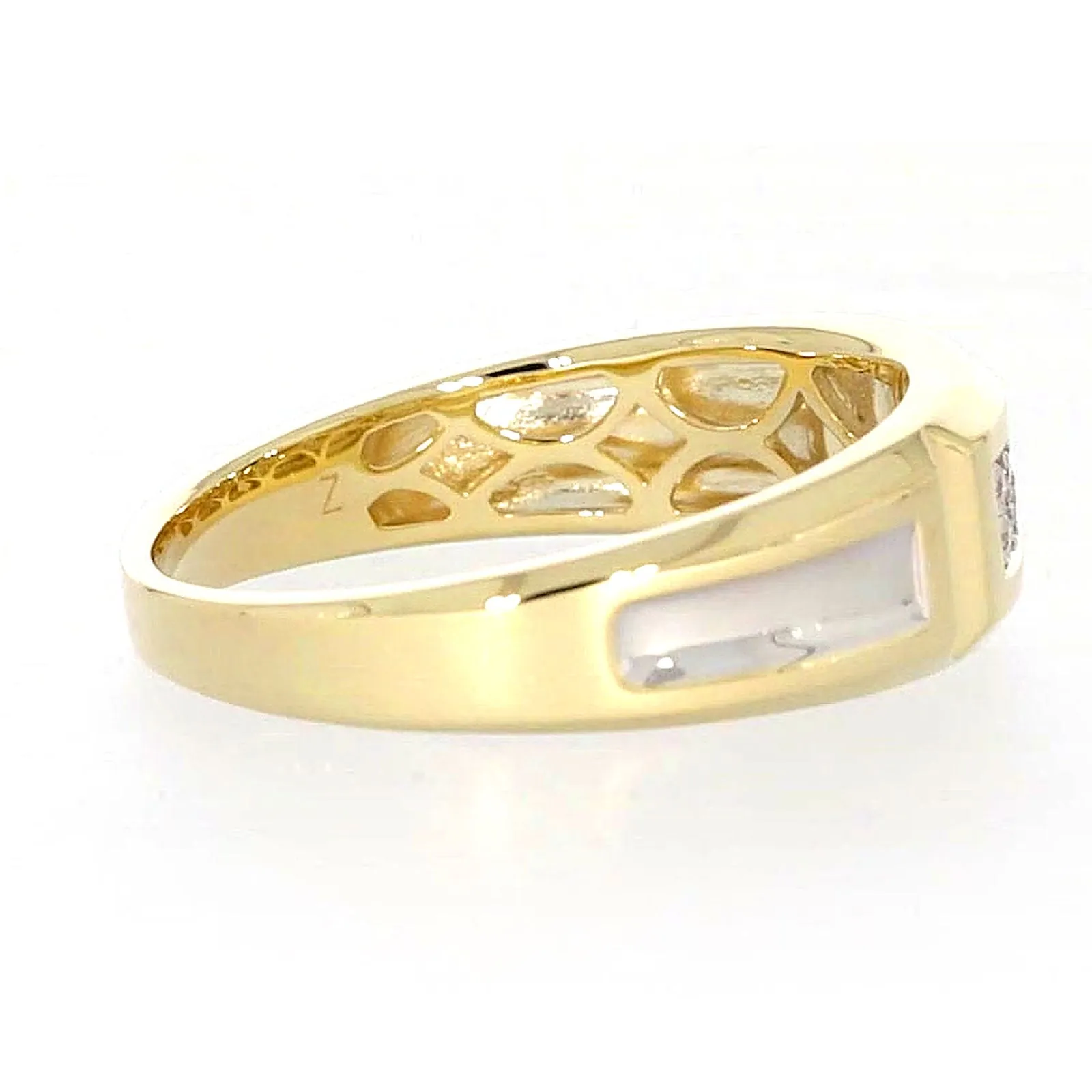 9ct Yellow Gold with 0.10 CARAT tw of Diamonds Double Row Mens Ring