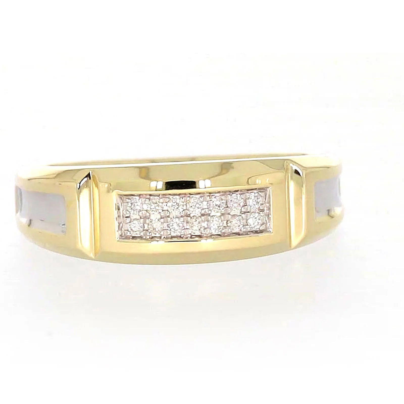 9ct Yellow Gold with 0.10 CARAT tw of Diamonds Double Row Mens Ring