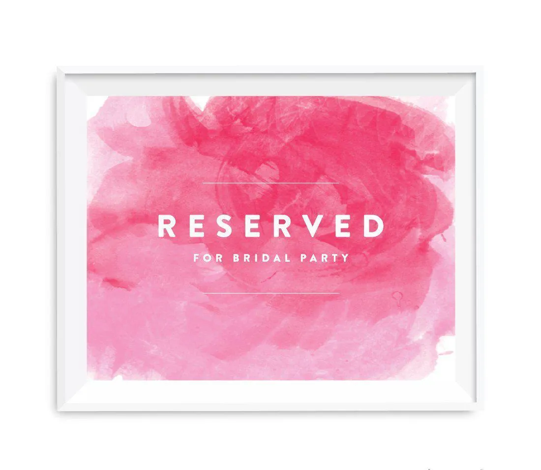 Andaz Press 8.5 x 11 Pink Watercolor Wedding Party Signs