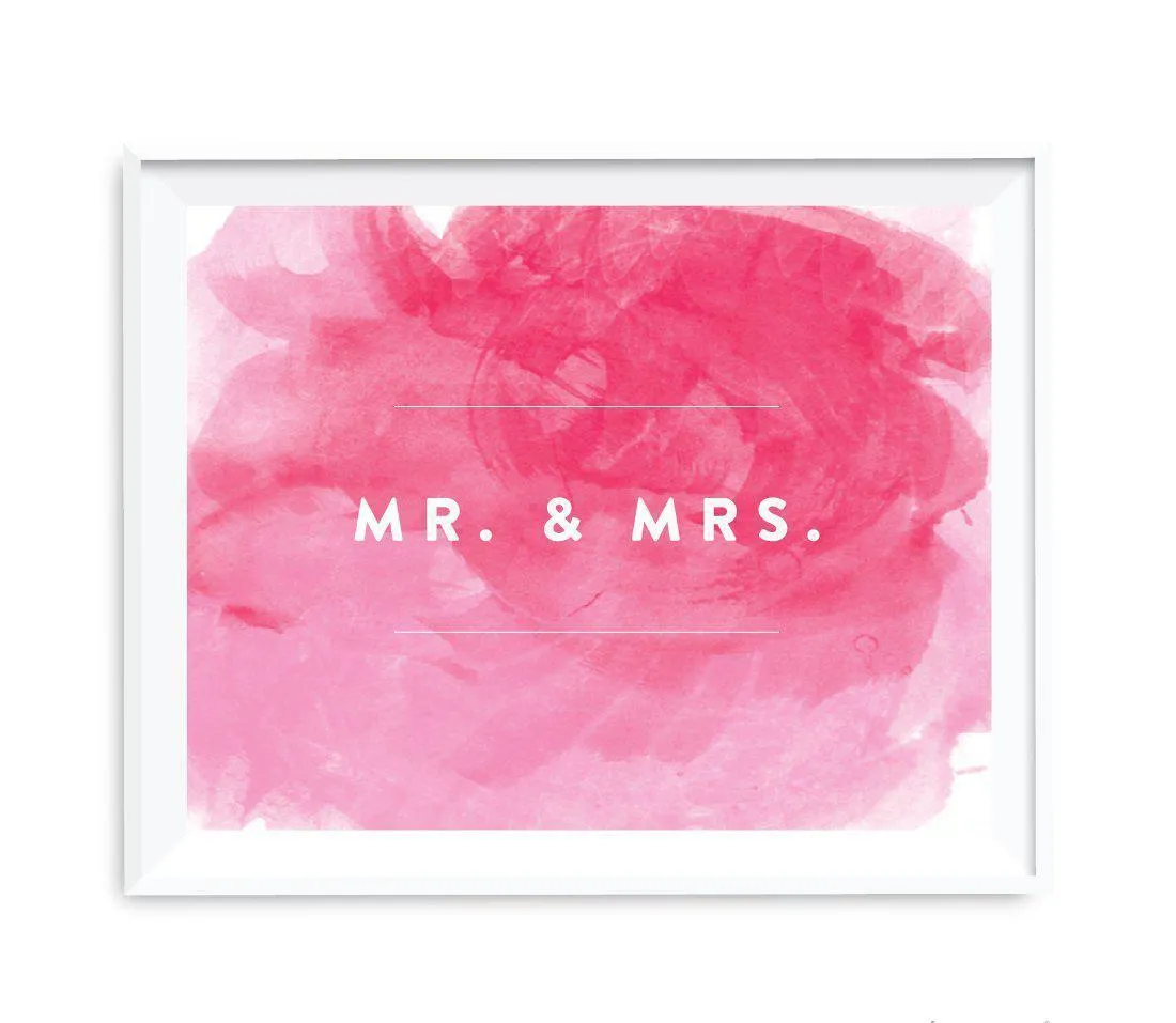 Andaz Press 8.5 x 11 Pink Watercolor Wedding Party Signs