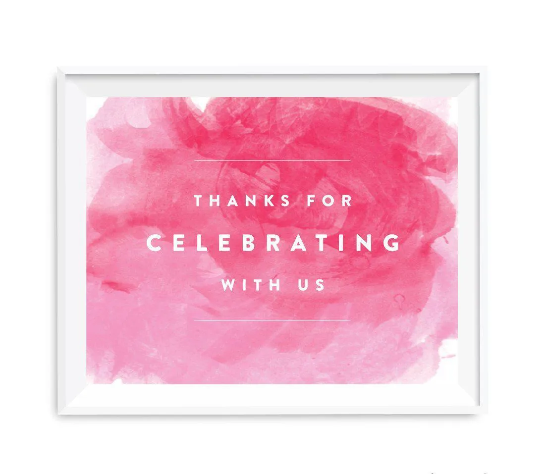 Andaz Press 8.5 x 11 Pink Watercolor Wedding Party Signs