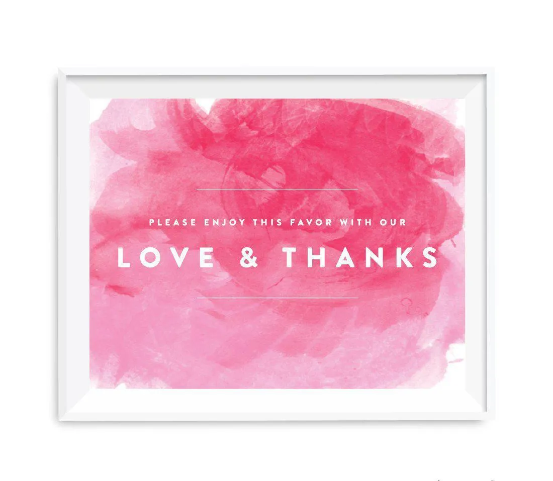 Andaz Press 8.5 x 11 Pink Watercolor Wedding Party Signs