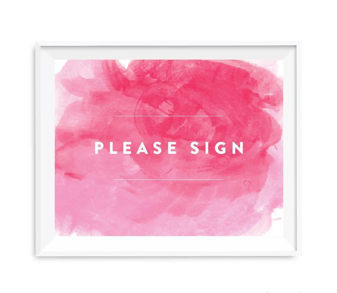 Andaz Press 8.5 x 11 Pink Watercolor Wedding Party Signs