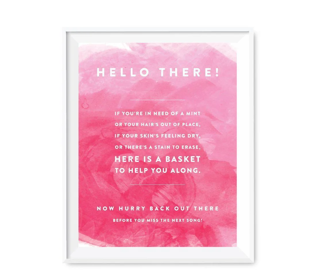 Andaz Press 8.5 x 11 Pink Watercolor Wedding Party Signs