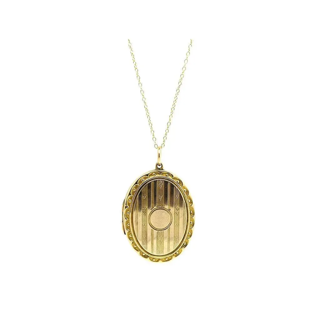 Antique Edwardian 9ct Rose Gold Locket Necklace