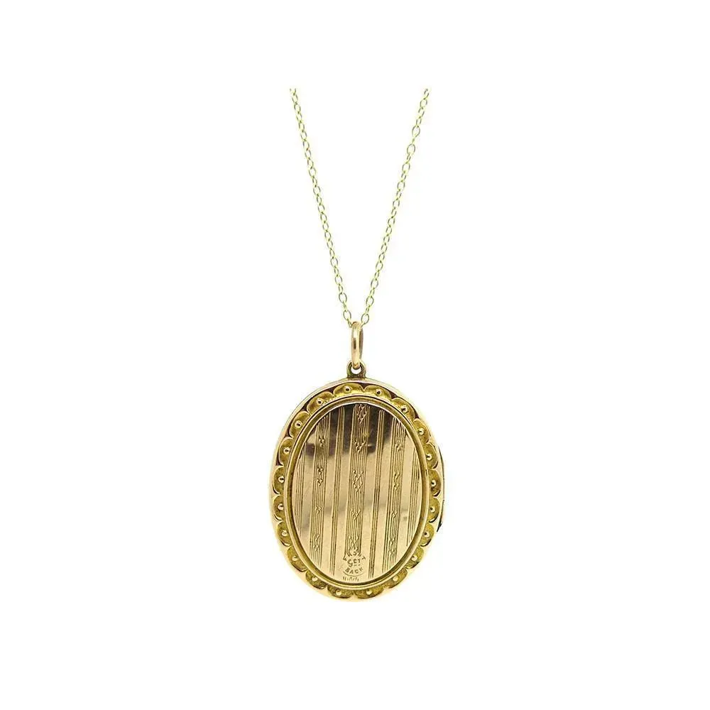 Antique Edwardian 9ct Rose Gold Locket Necklace