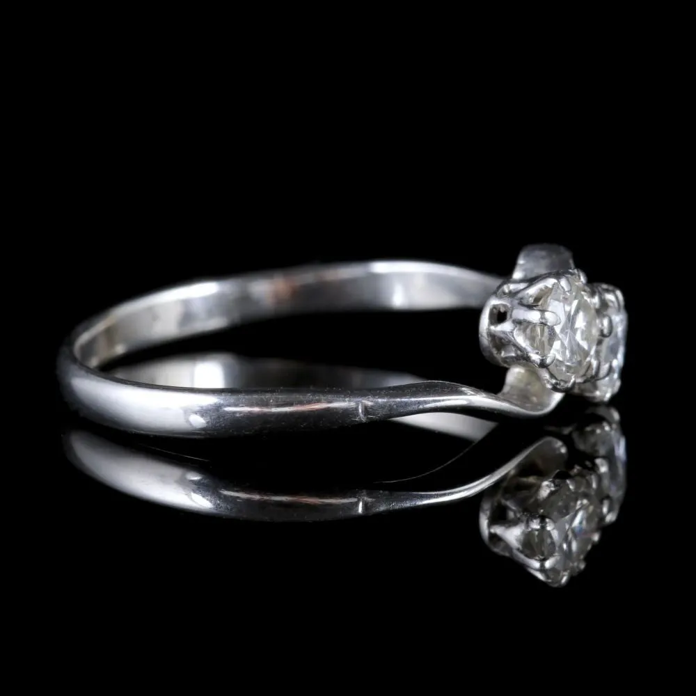 Antique Edwardian Diamond Twist Ring Platinum 18Ct Gold Circa 1915