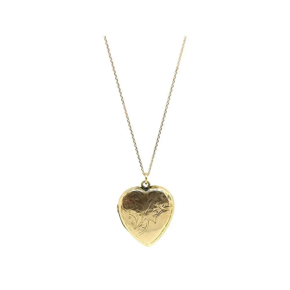 Antique Edwardian Engraved 9ct Rose Gold Heart Locket