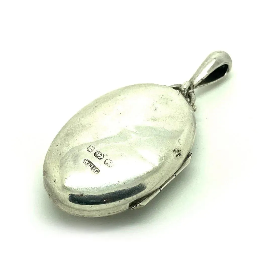 Antique Victorian 1883 Oval Silver Locket Necklace