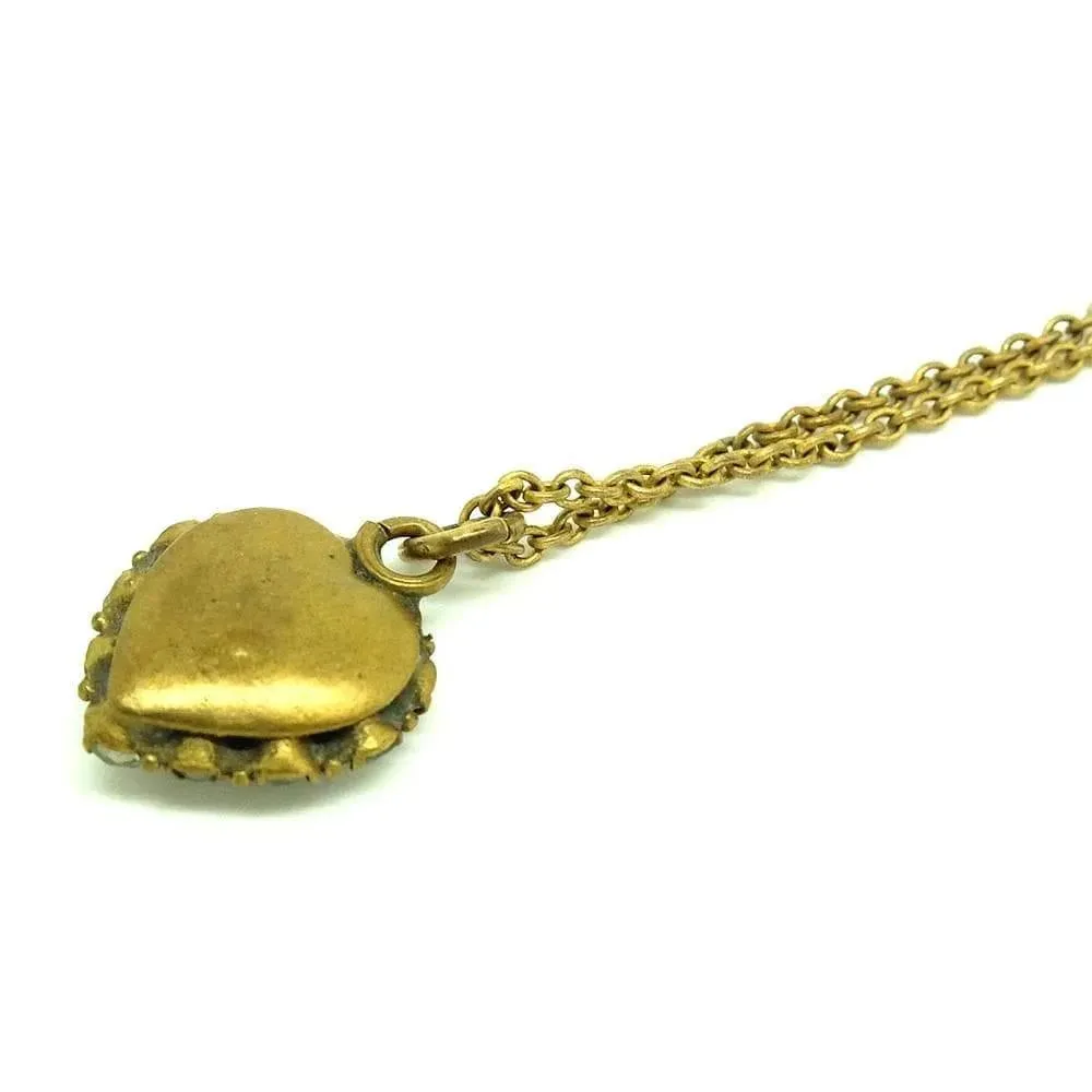 Antique Victorian Paste Heart Necklace