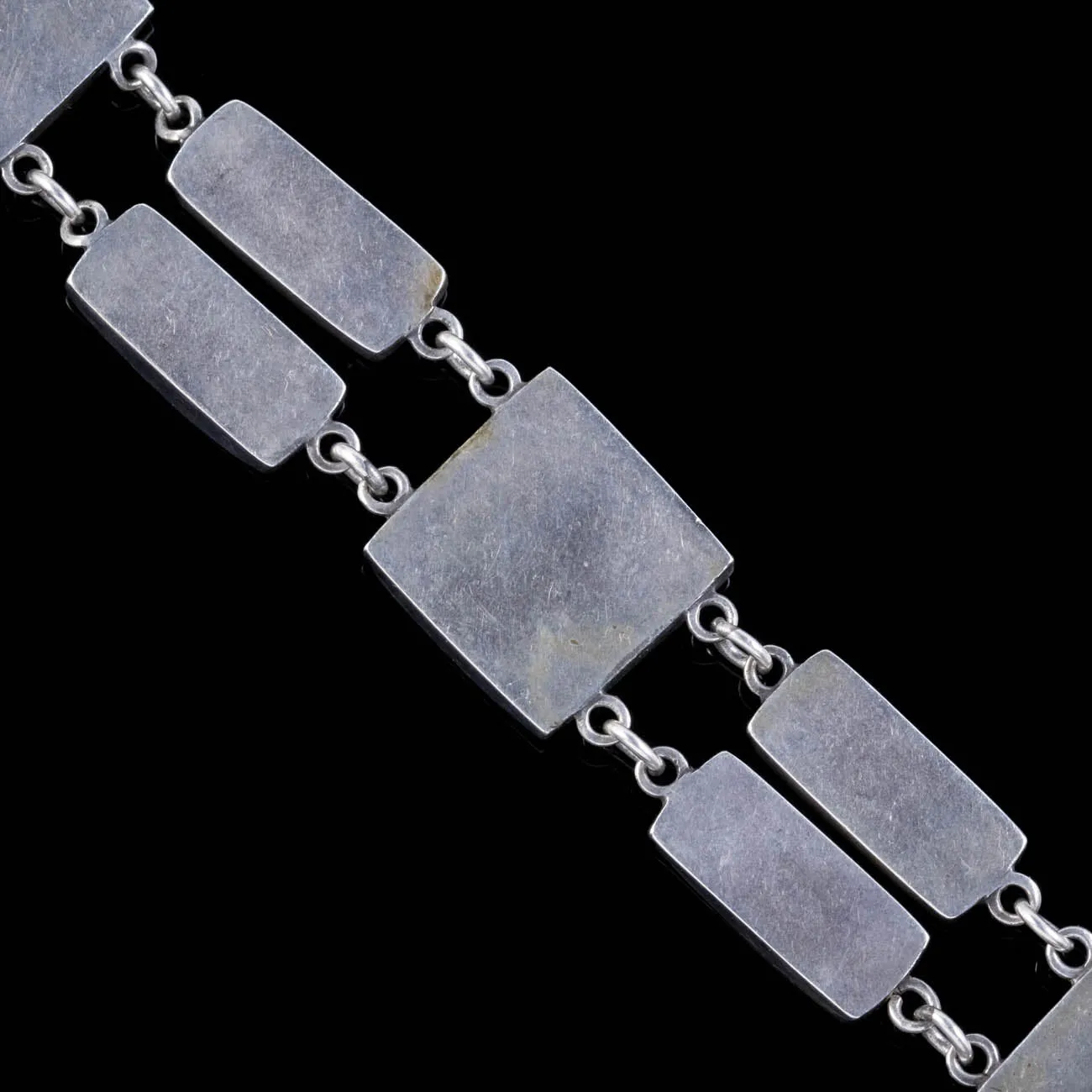 Antique Victorian Scottish Agate Link Bracelet Silver Circa 1860