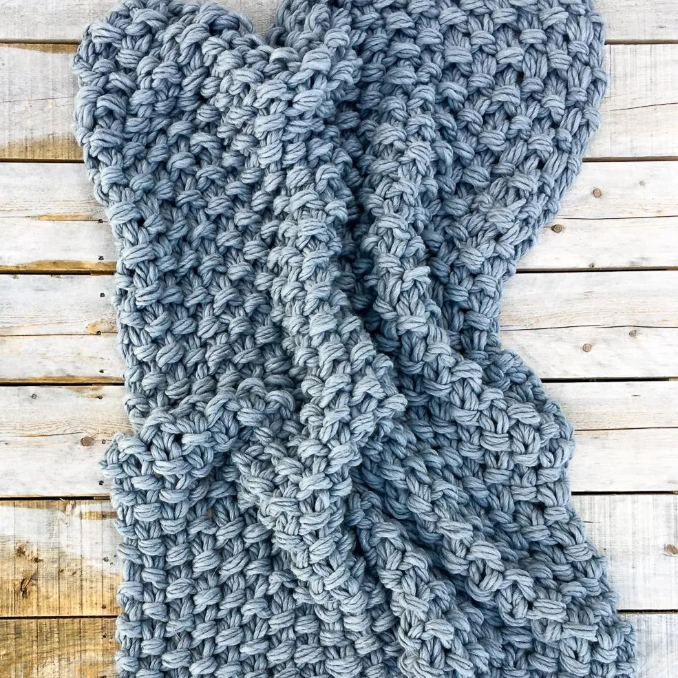 Arm Knit Seed Stitch Blanket Pattern