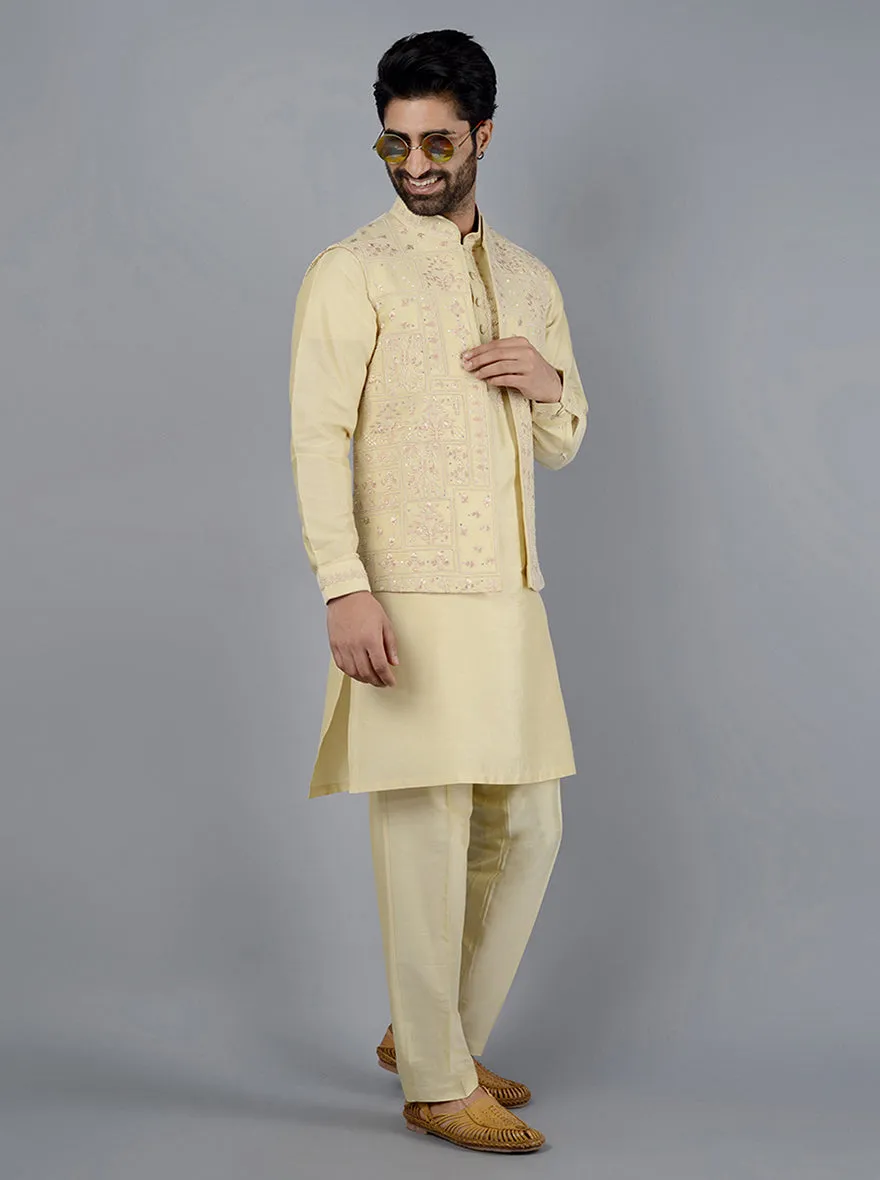 Beige Kurta Set With Koti | TULA