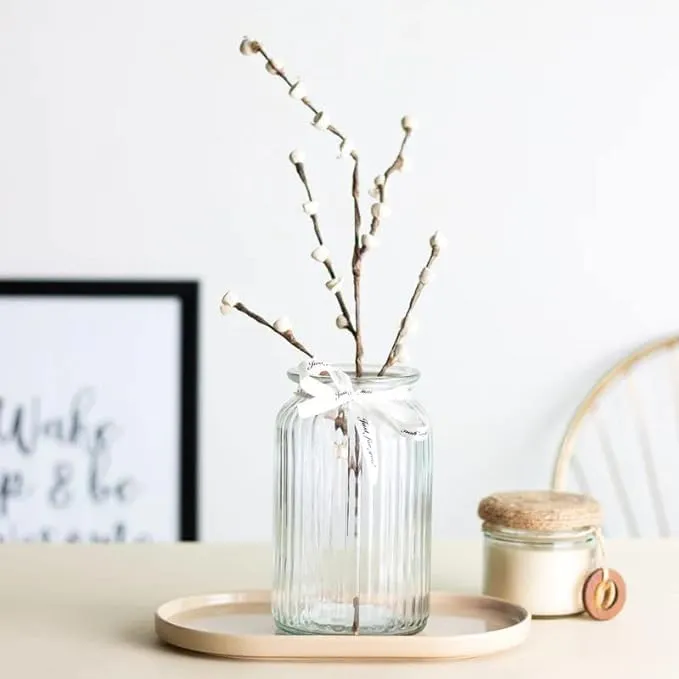 BELLU Clear Big Size Glass Vase for Flower Pot Flowers Home and Office Decor Living Room Bedroom Table Top Decorations, Gift, Home Decor, Bedroom, Office 7.5 Inch Tall