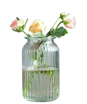 BELLU Clear Big Size Glass Vase for Flower Pot Flowers Home and Office Decor Living Room Bedroom Table Top Decorations, Gift, Home Decor, Bedroom, Office 7.5 Inch Tall