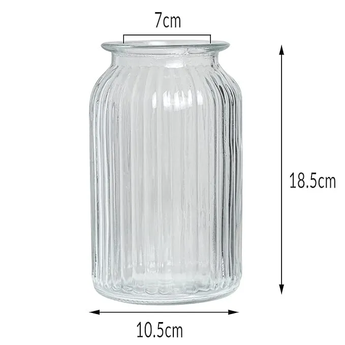 BELLU Clear Big Size Glass Vase for Flower Pot Flowers Home and Office Decor Living Room Bedroom Table Top Decorations, Gift, Home Decor, Bedroom, Office 7.5 Inch Tall