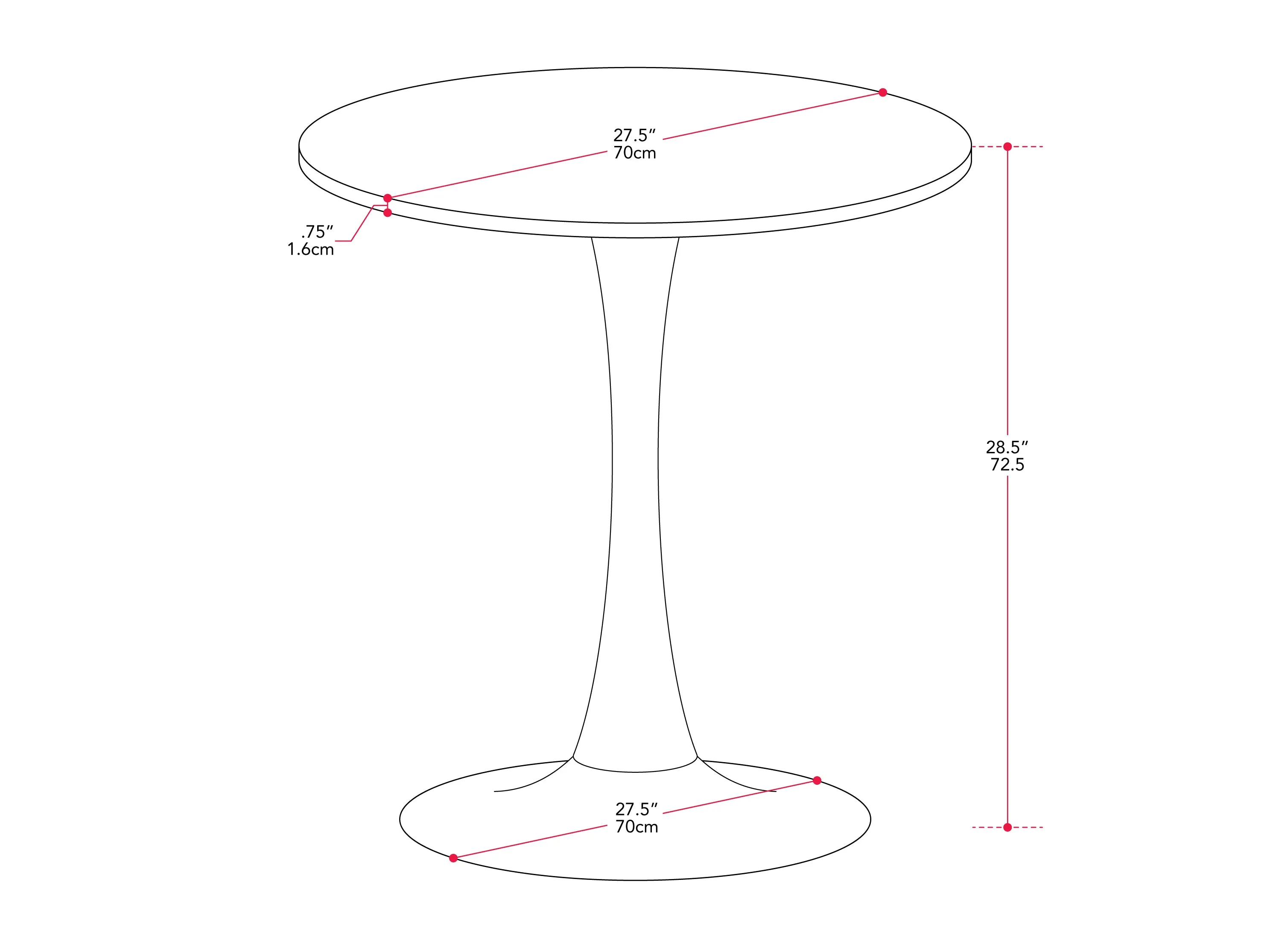 Black Marble Round Bistro Table 28"