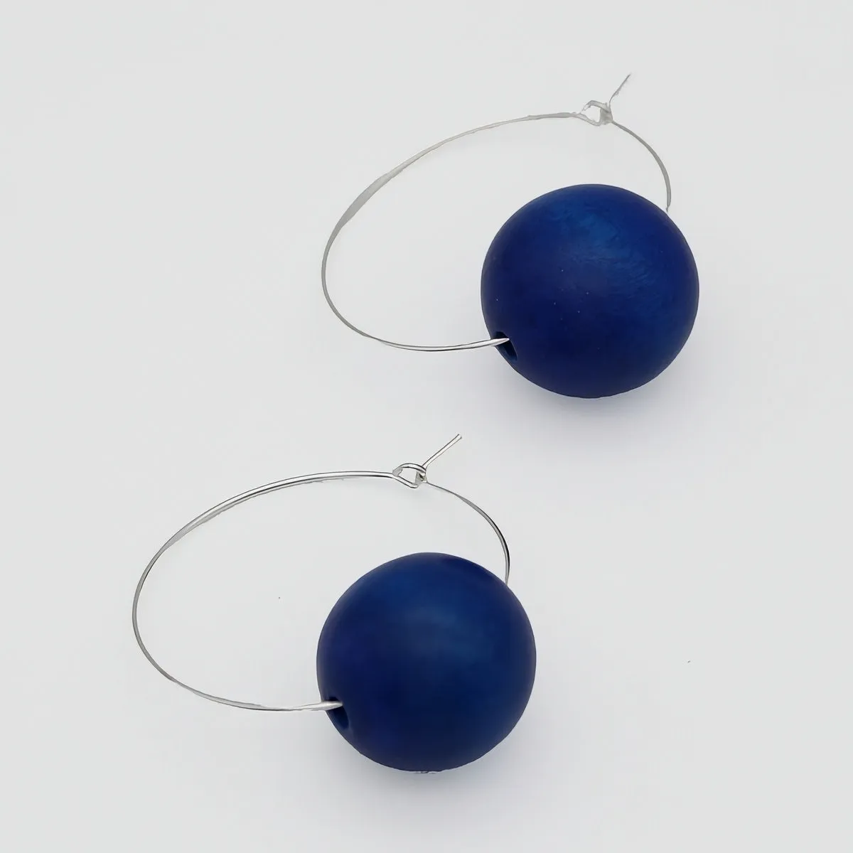 Blue Ball Hoop Dangle Earring