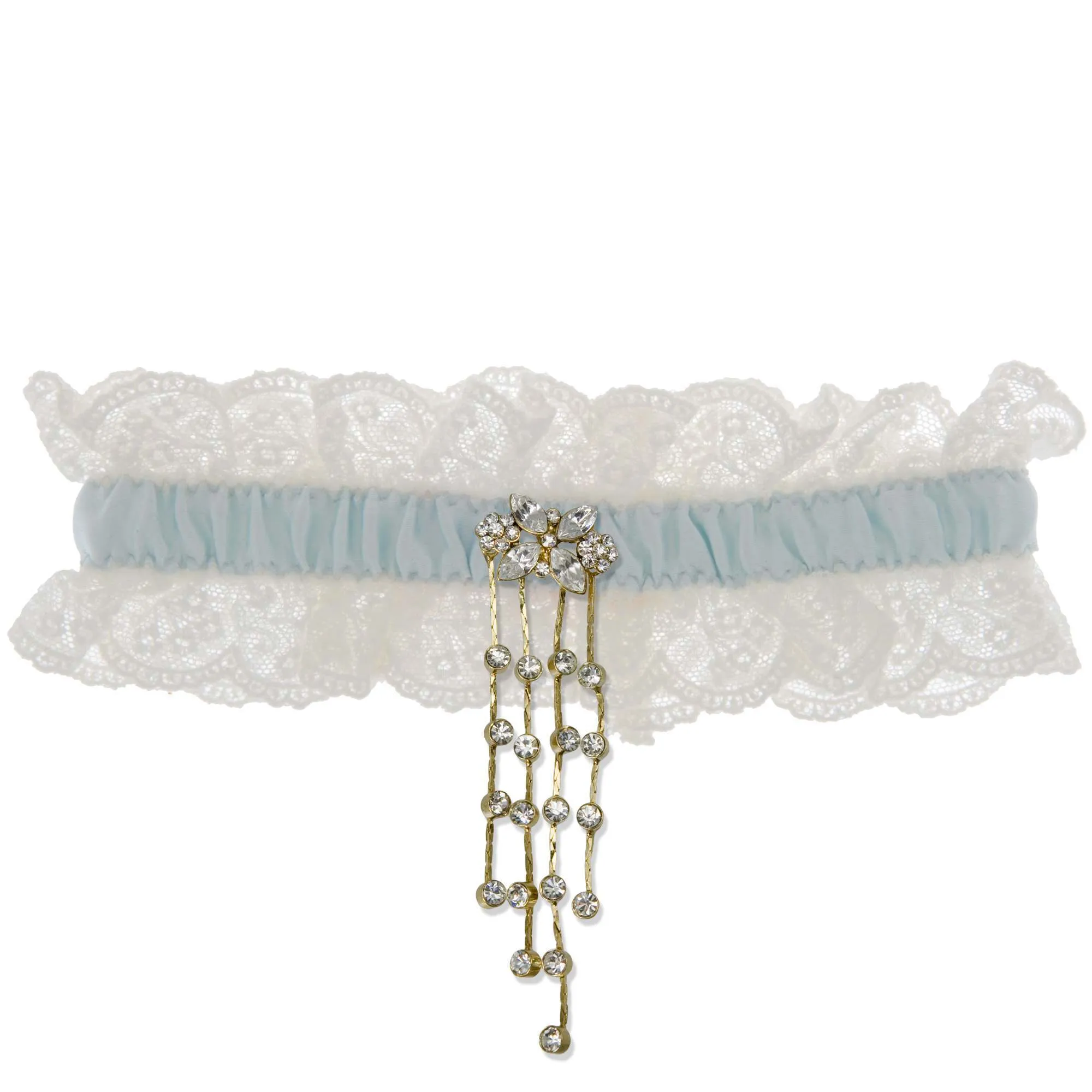 Blue Belle Wedding Garter - Ivory