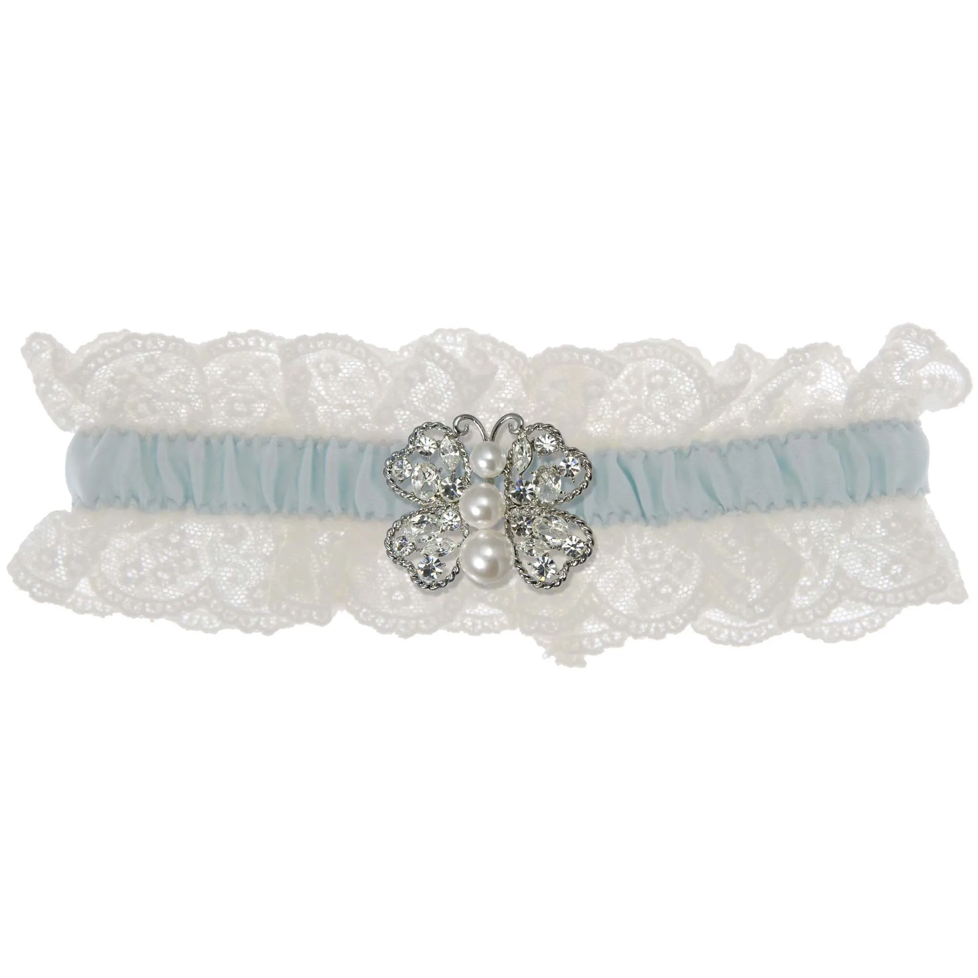 Blue Belle Wedding Garter - Ivory