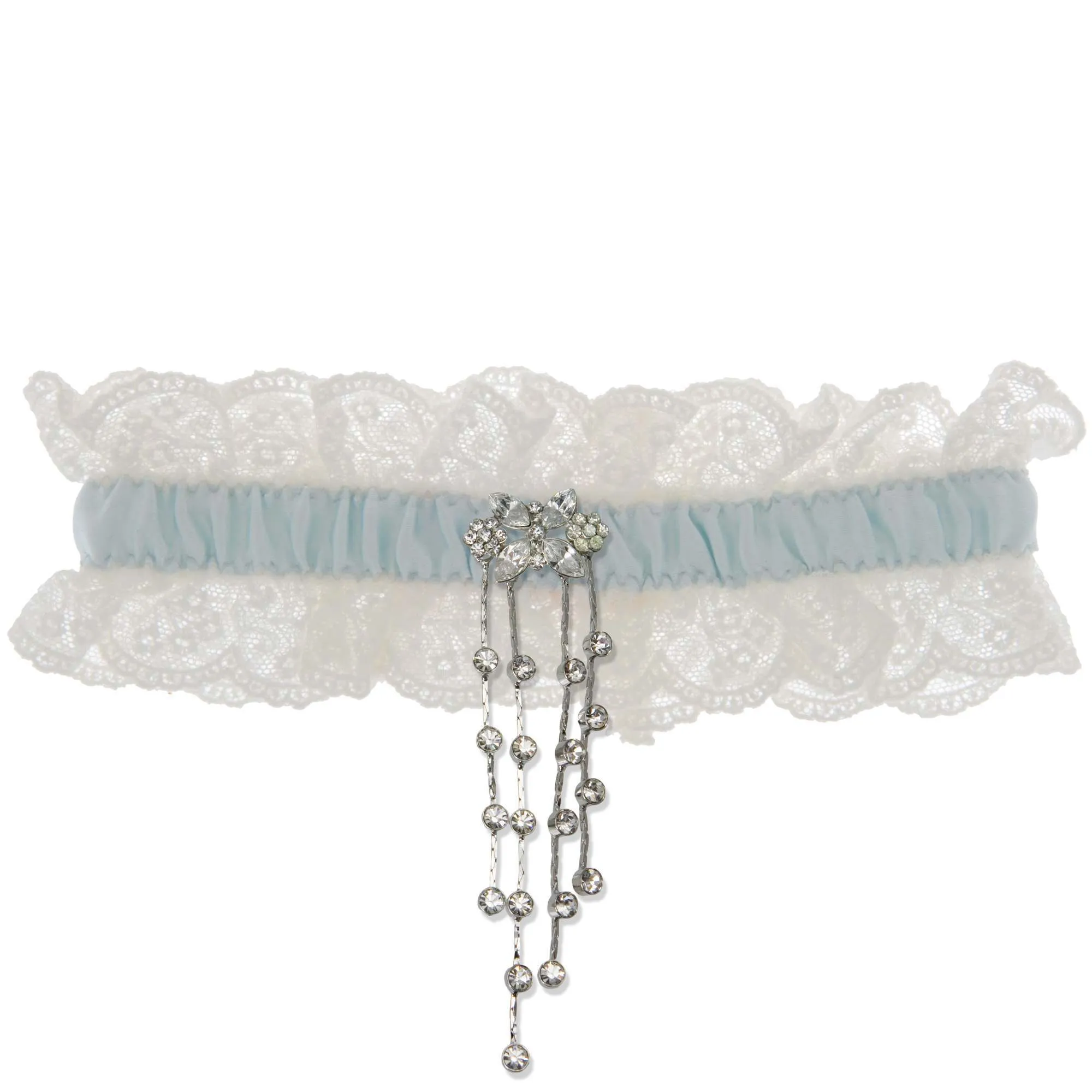 Blue Belle Wedding Garter - Ivory