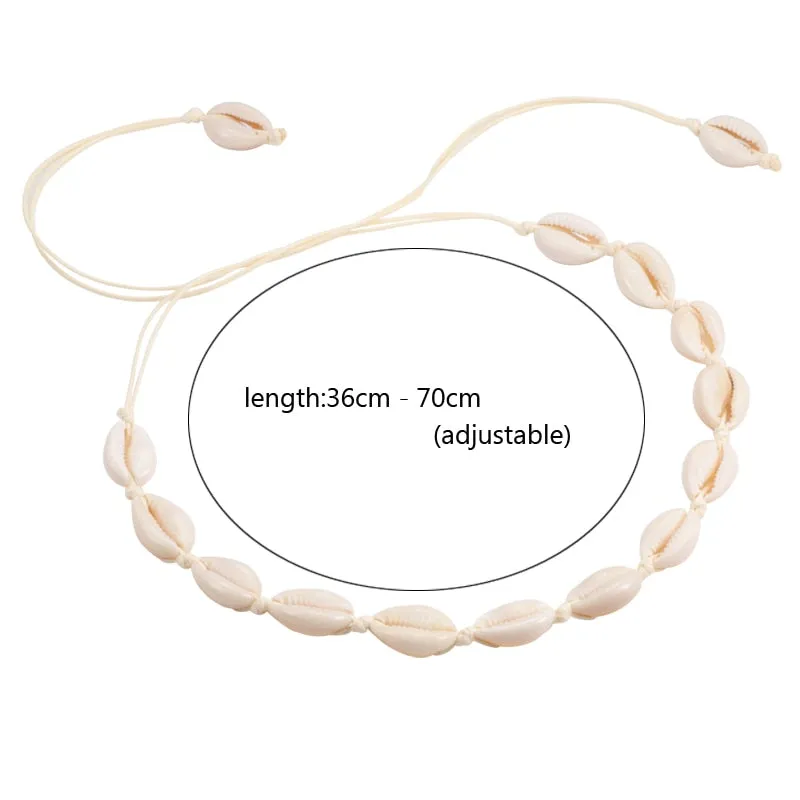 Bohemian Beach Shell Choker Necklace Natural Conch Seashell Black Rope Chain Necklace Charm Cowrie for Women Summer Jewelry Gift