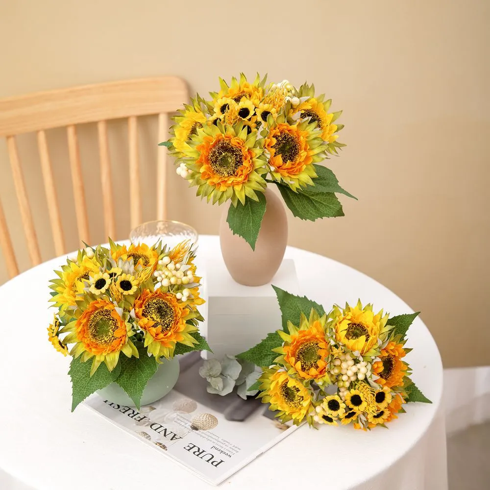 Bulk 10" Sunflower Bouquet Artificial Silk Flowers Arrangements Wholesale