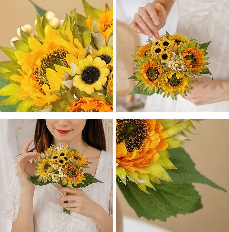 Bulk 10" Sunflower Bouquet Artificial Silk Flowers Arrangements Wholesale