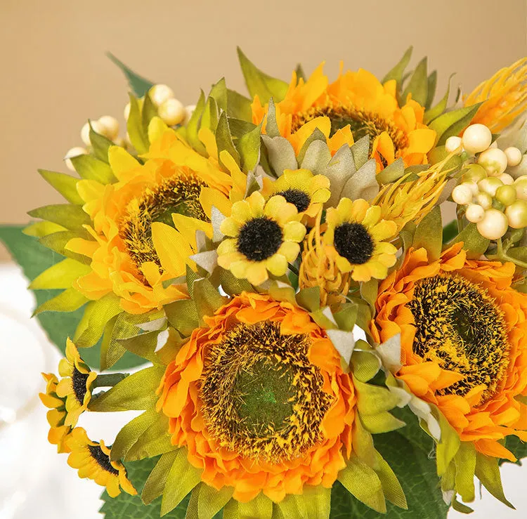 Bulk 10" Sunflower Bouquet Artificial Silk Flowers Arrangements Wholesale