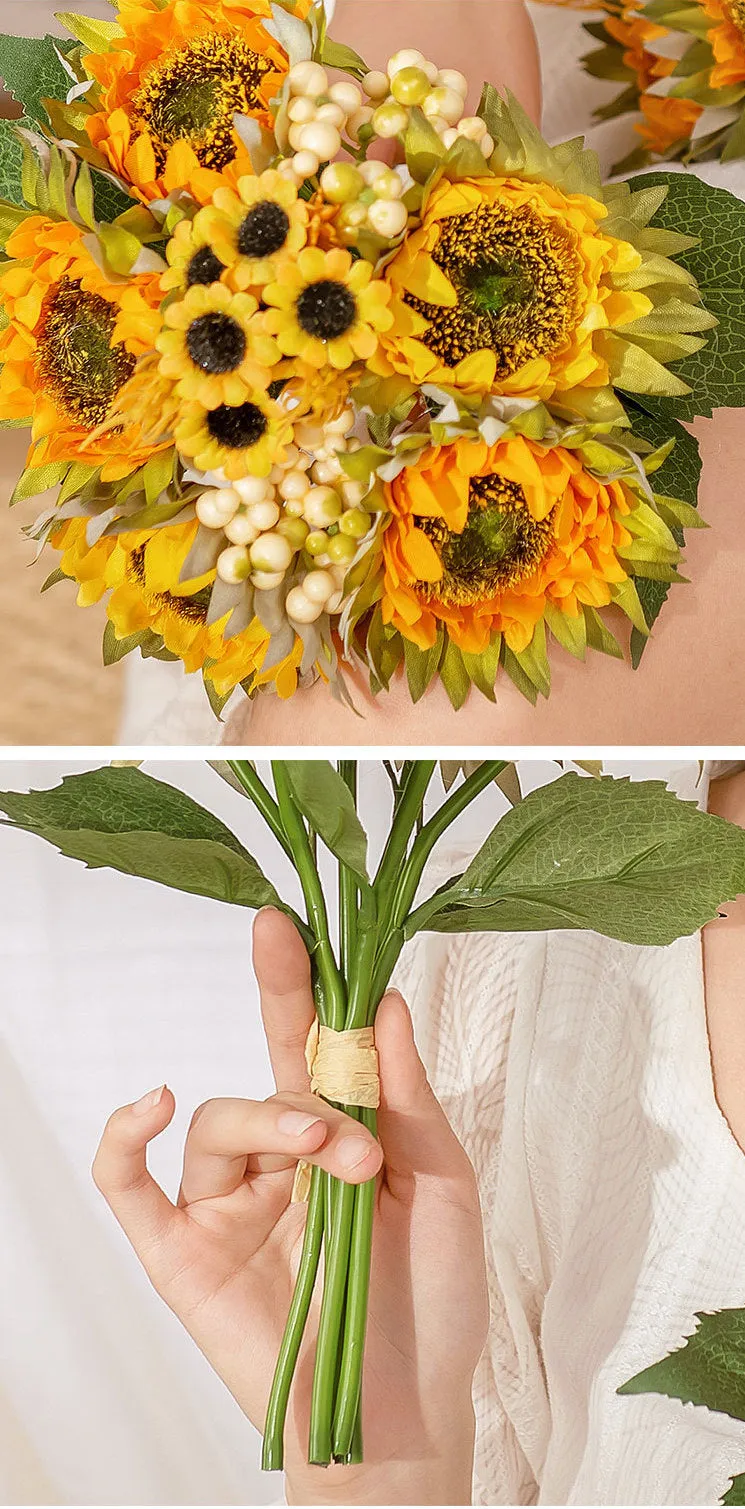 Bulk 10" Sunflower Bouquet Artificial Silk Flowers Arrangements Wholesale