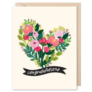 Congratulations Flower Heart | Greeting Card