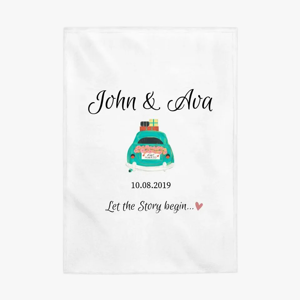 Custom Just Married Blanket With Wedding Car