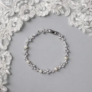 Delicate Freshwater Pearl CZ Bracelet