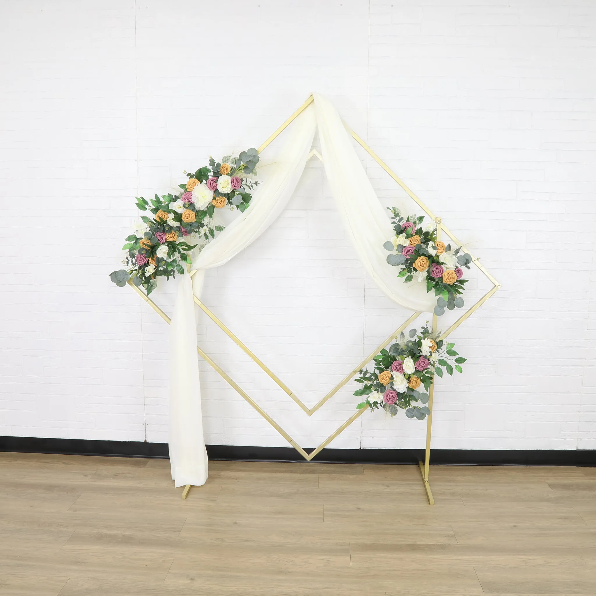 Diamond Shape Metal Arch Frame Backdrop Party Stand - Gold