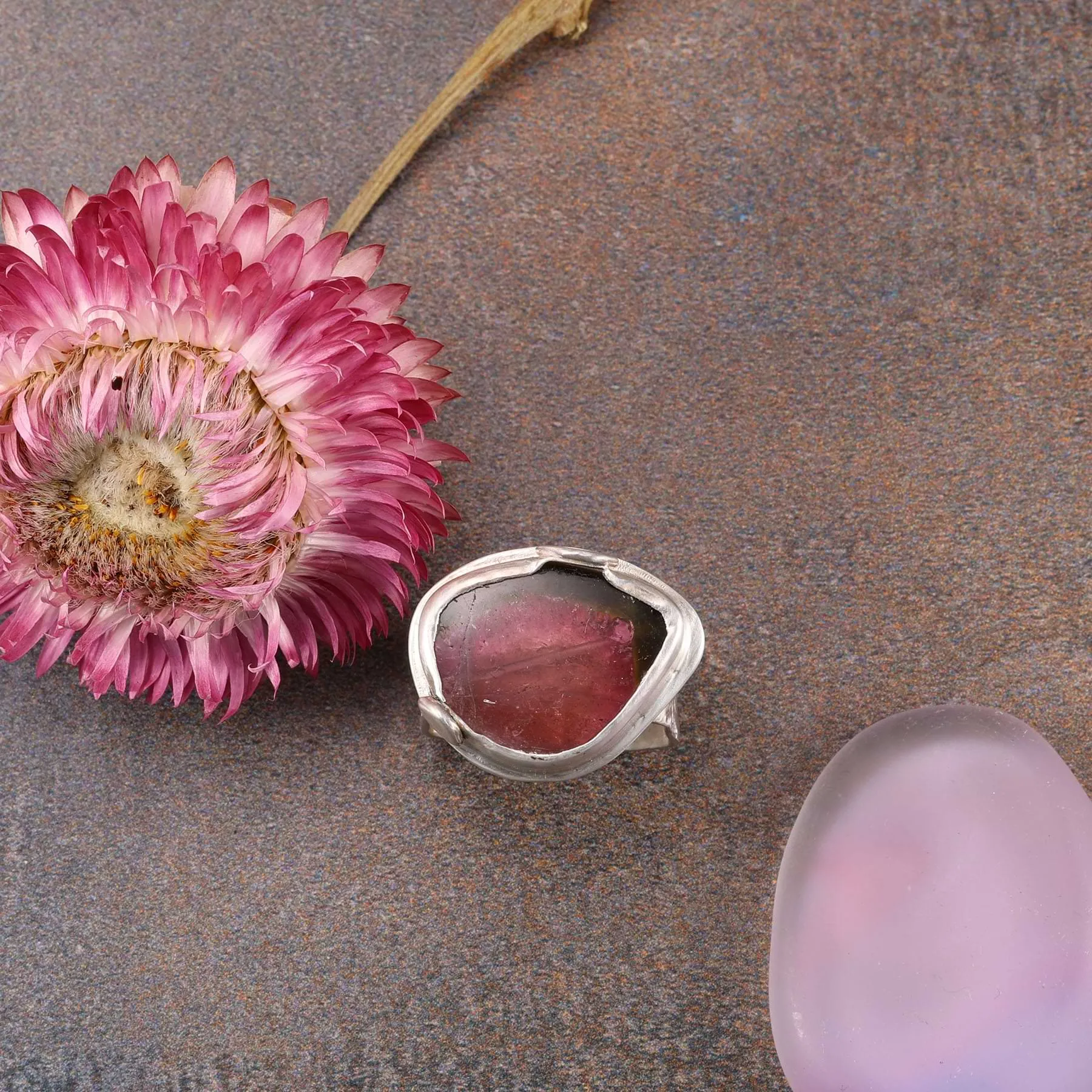 Dreams - Watermelon Tourmaline Silver Ring