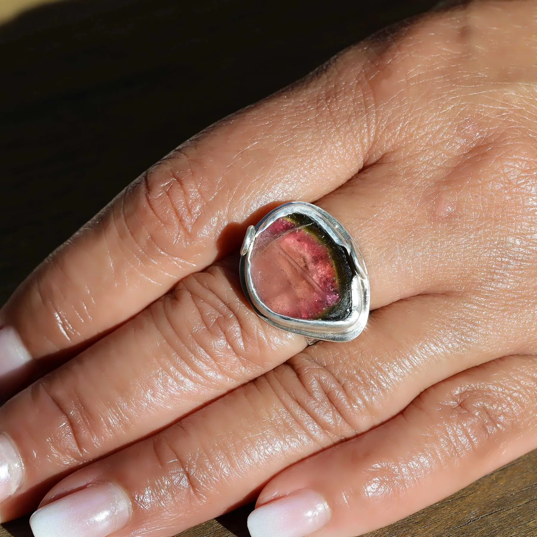 Dreams - Watermelon Tourmaline Silver Ring