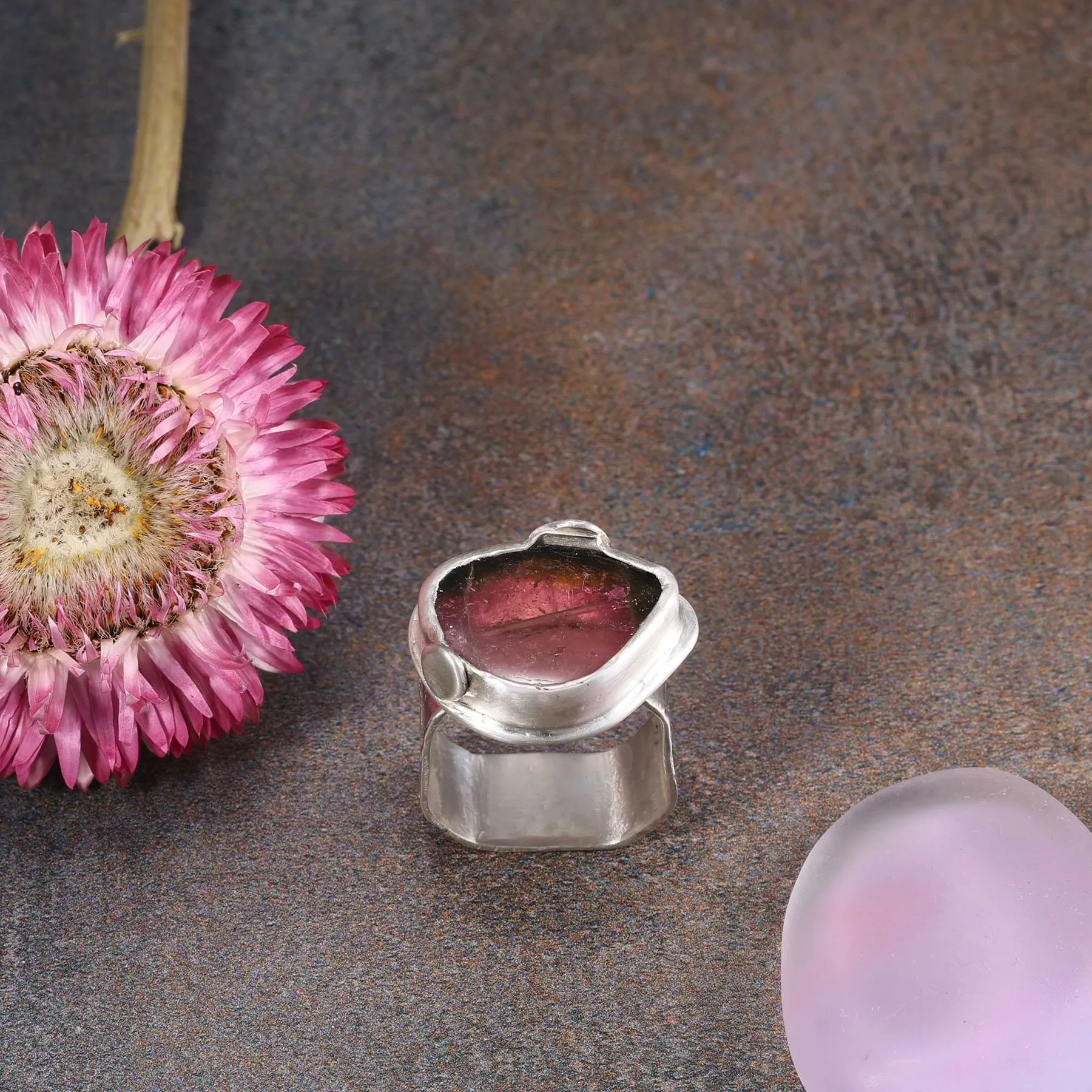 Dreams - Watermelon Tourmaline Silver Ring